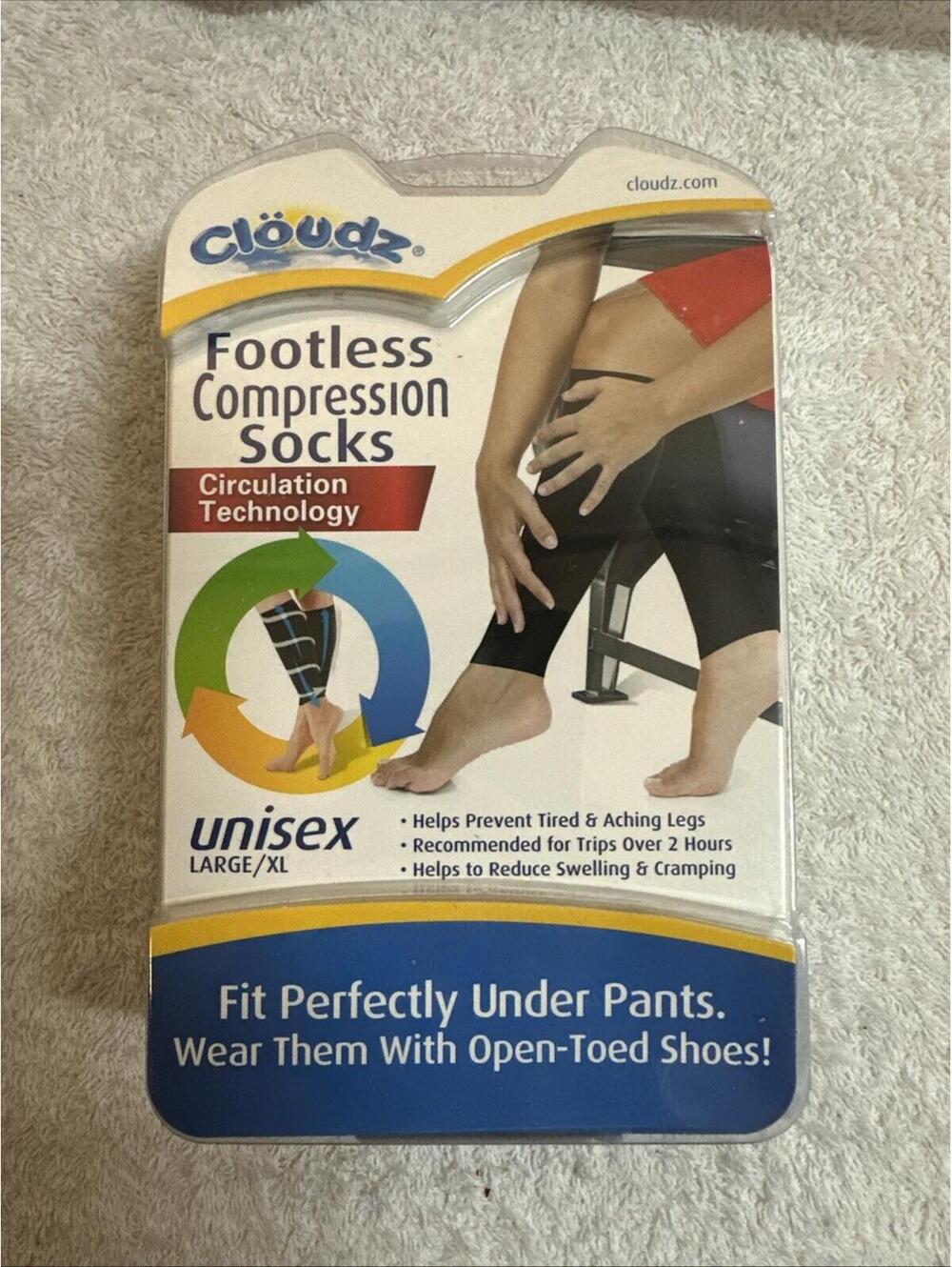New Cloudz Footless Compression Socks Circulation Sleeve Travel Black Small/Med